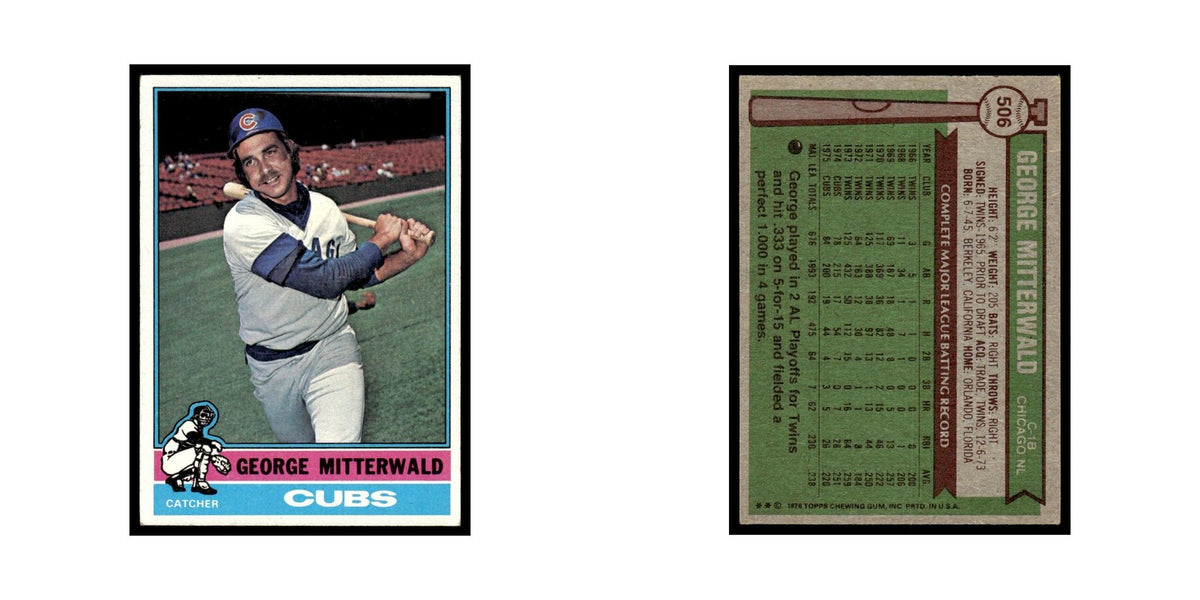 George Mitterwald 1976 Topps #506 Chicago Cubs Baseball Card EX