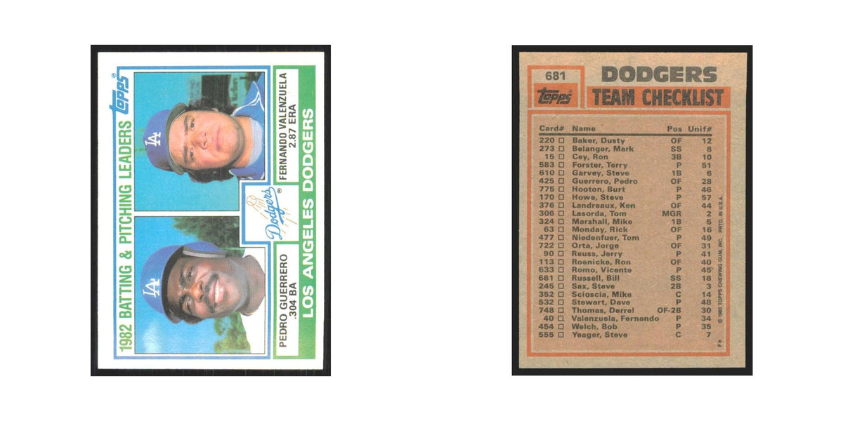1983 Topps Pedro Guerrero/Fernando Valenzuela Dodgers #681