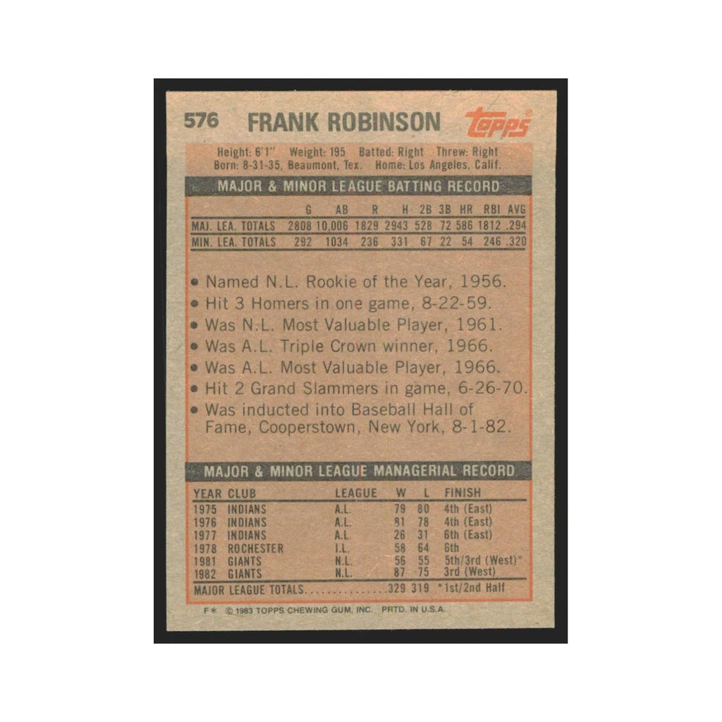 1983 Topps Frank Robinson Giants #576