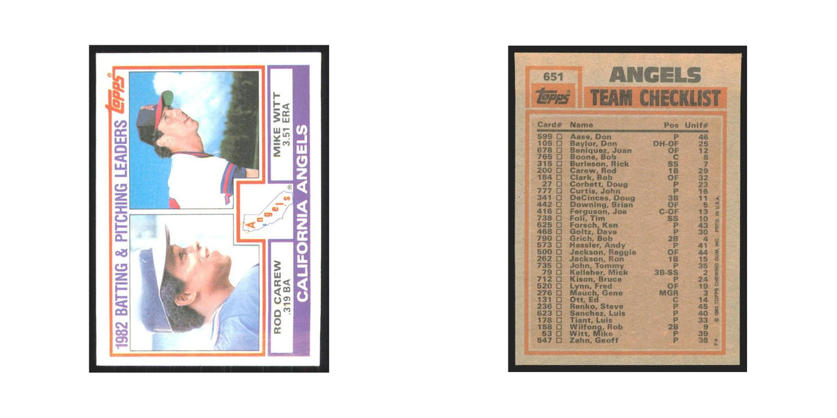 1983 Topps Rod Carew/Mike Witt Angels #651
