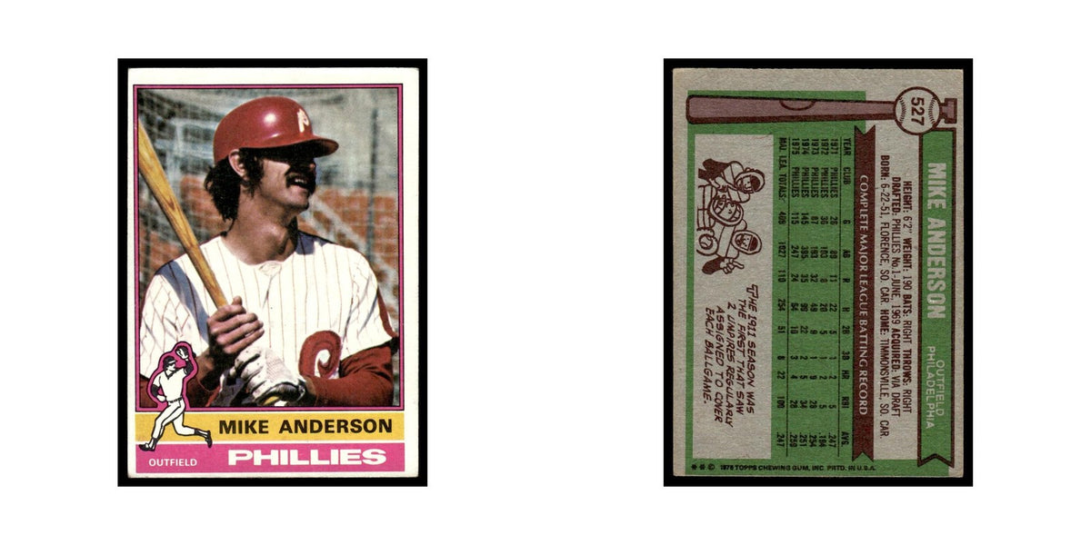Mike Anderson 1976 Topps #527 Philadelphia Phillies Baseball Card EX