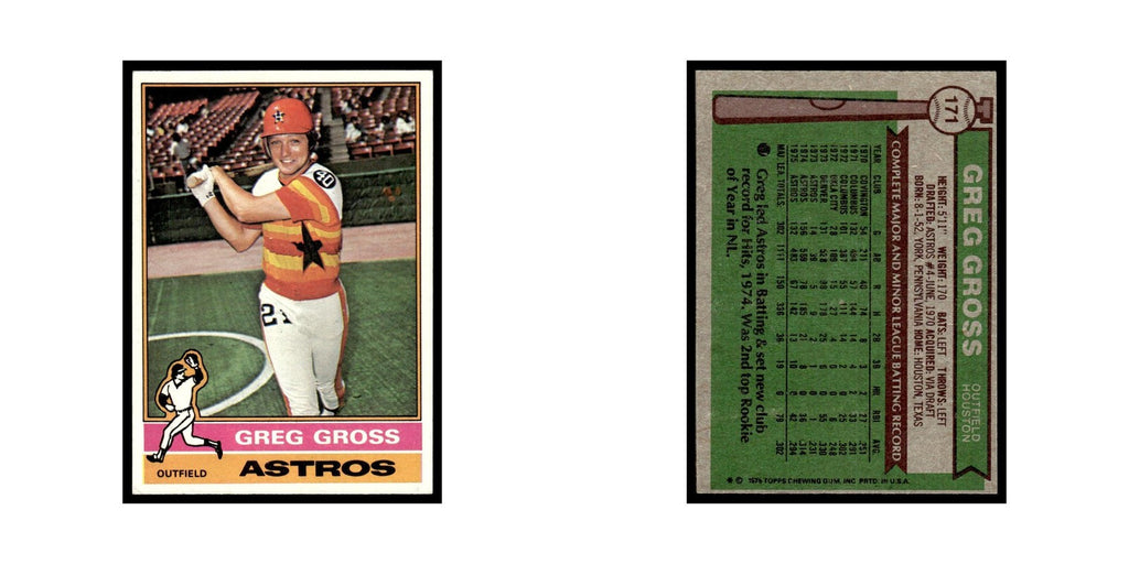 Greg Gross 1976 Topps #171 Houston Astros Baseball Card EX