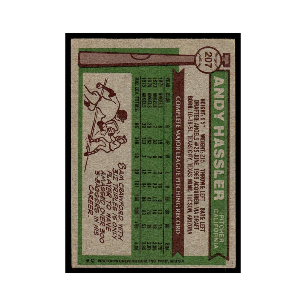 Andy Hassler 1976 Topps #207 California Angels Baseball Card EX