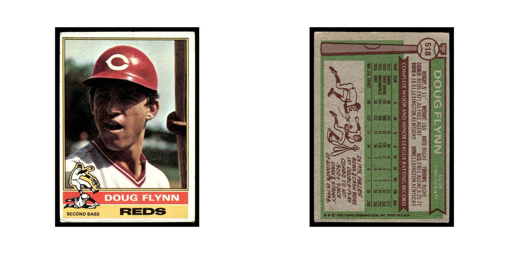 Doug Flynn Rookie 1976 Topps #518 Cincinnati Reds Baseball Card EX