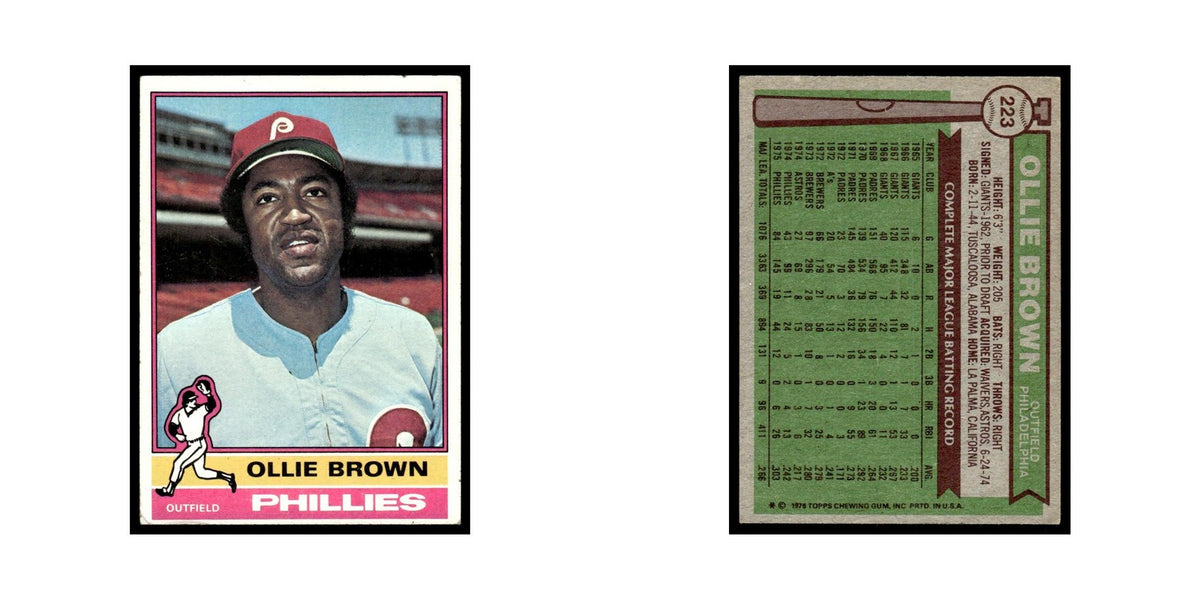 Ollie Brown 1976 Topps #223 Philadelphia Phillies Baseball Card EX