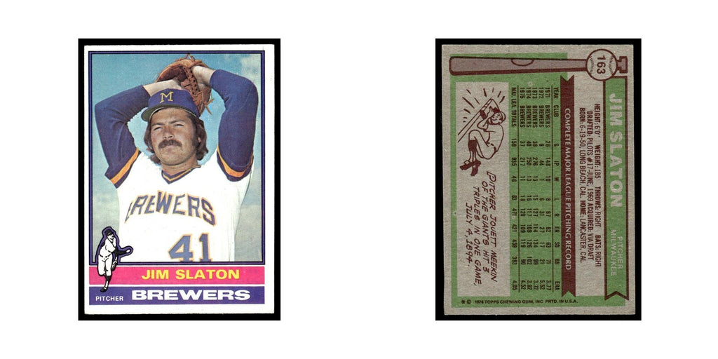 Jim Slaton 1976 Topps #163 Milwaukee Brewers Baseball Card EX