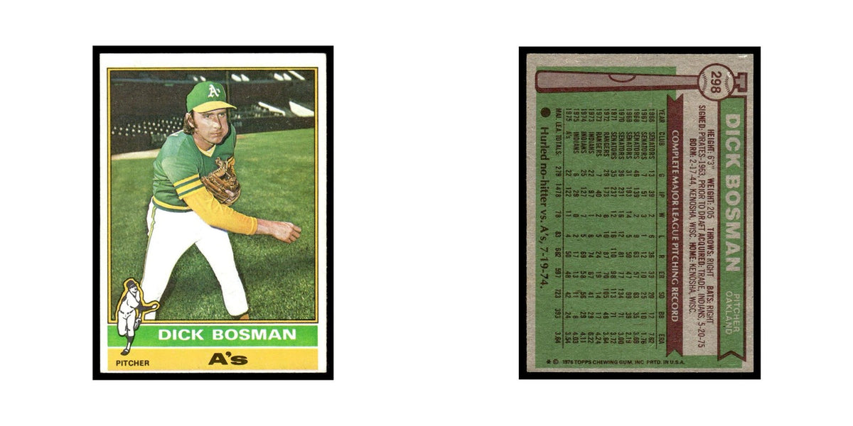 Dick Bosman 1976 Topps #298 Oakland Athletics Baseball Card EX
