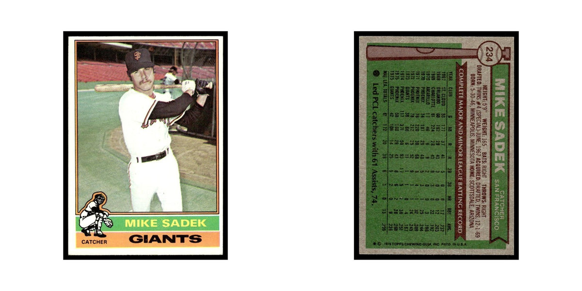 Mike Sadek 1976 Topps #234 San Francisco Giants Baseball Card EX