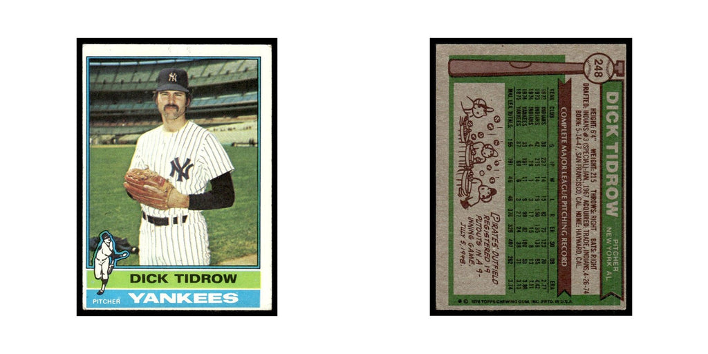 Dick Tidrow 1976 Topps #248 New York Yankees Baseball Card EX