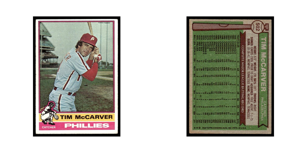 Tim McCarver 1976 Topps #502 Philadelphia Phillies Baseball Card EX