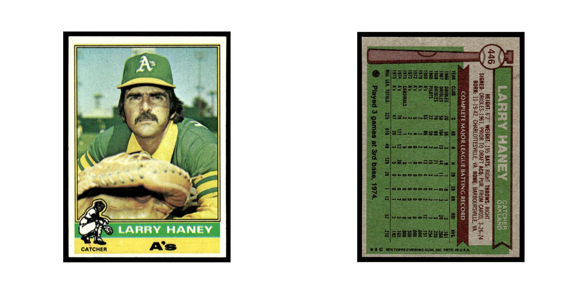 Larry Haney 1976 Topps #446 Oakland Athletics Baseball Card EX