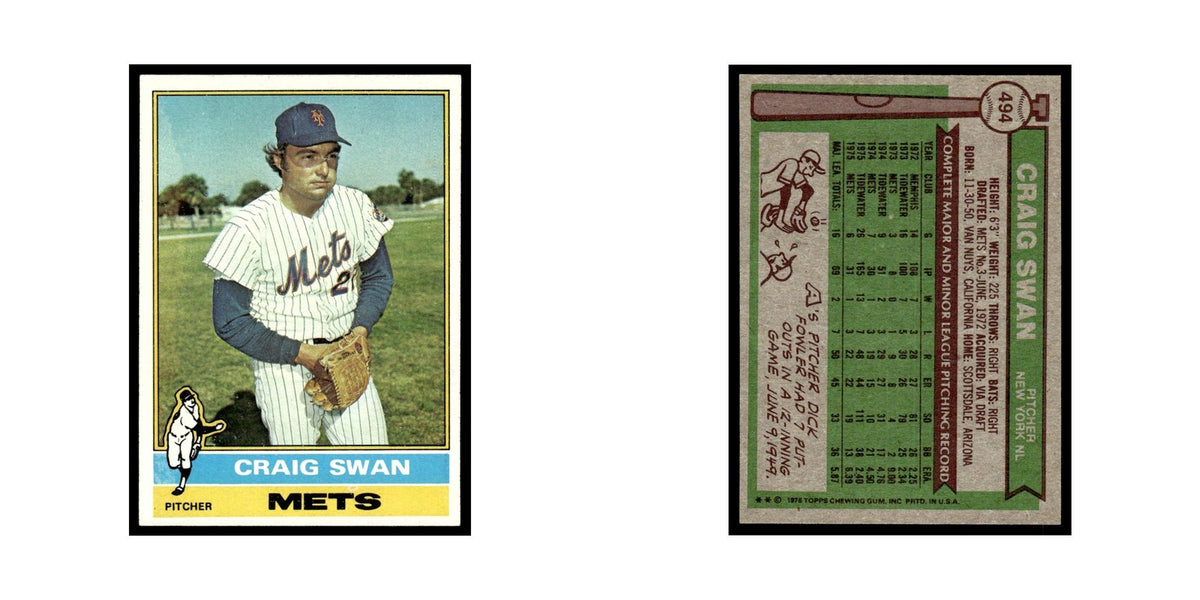 Craig Swan 1976 Topps #494 New York Mets Baseball Card EX