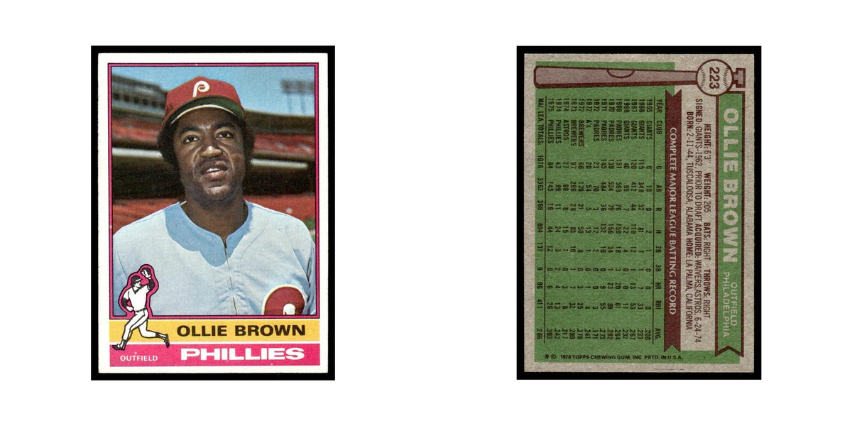 Ollie Brown 1976 Topps #223 Philadelphia Phillies Baseball Card EX