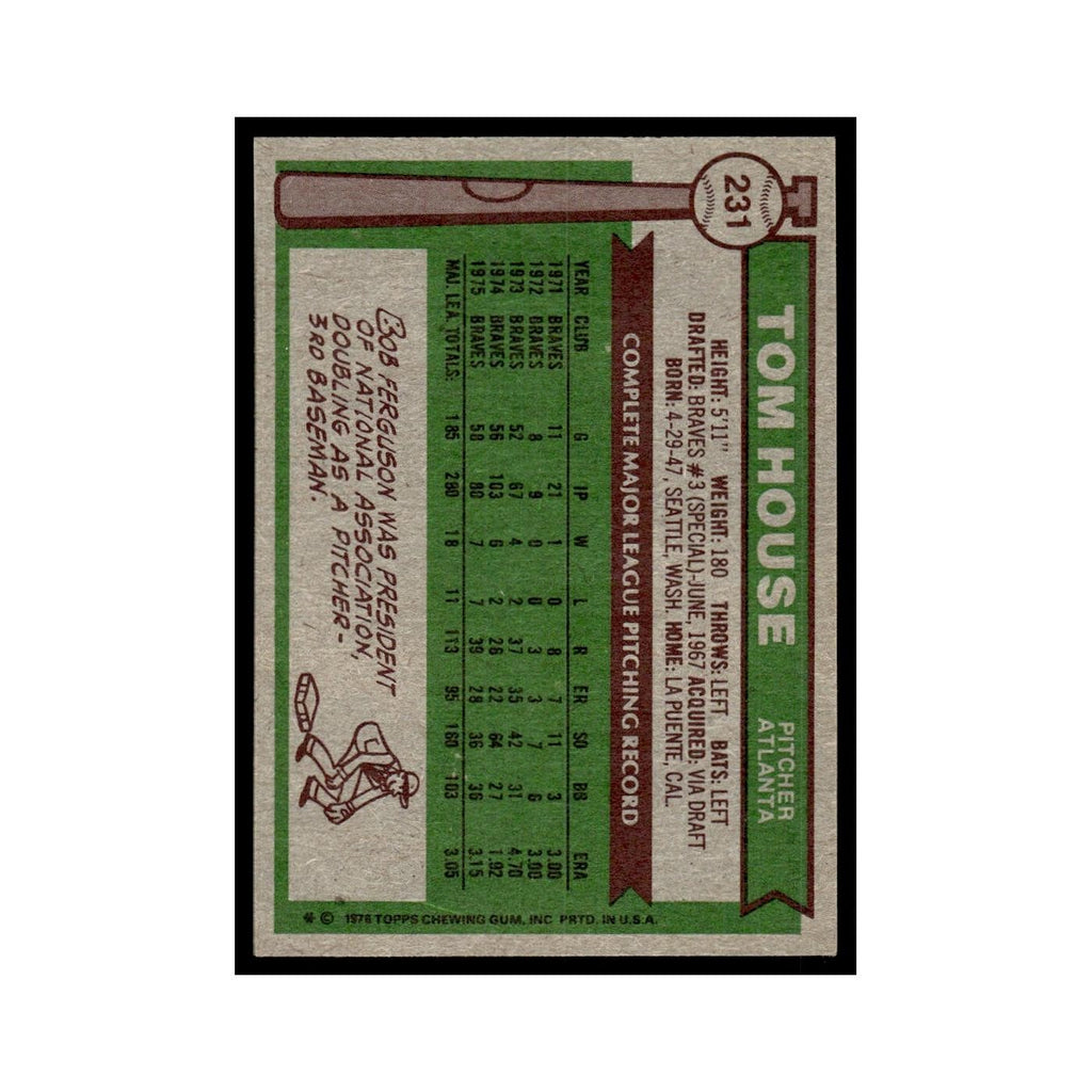 Tom House 1976 Topps #231 Atlanta Braves Baseball Card EX