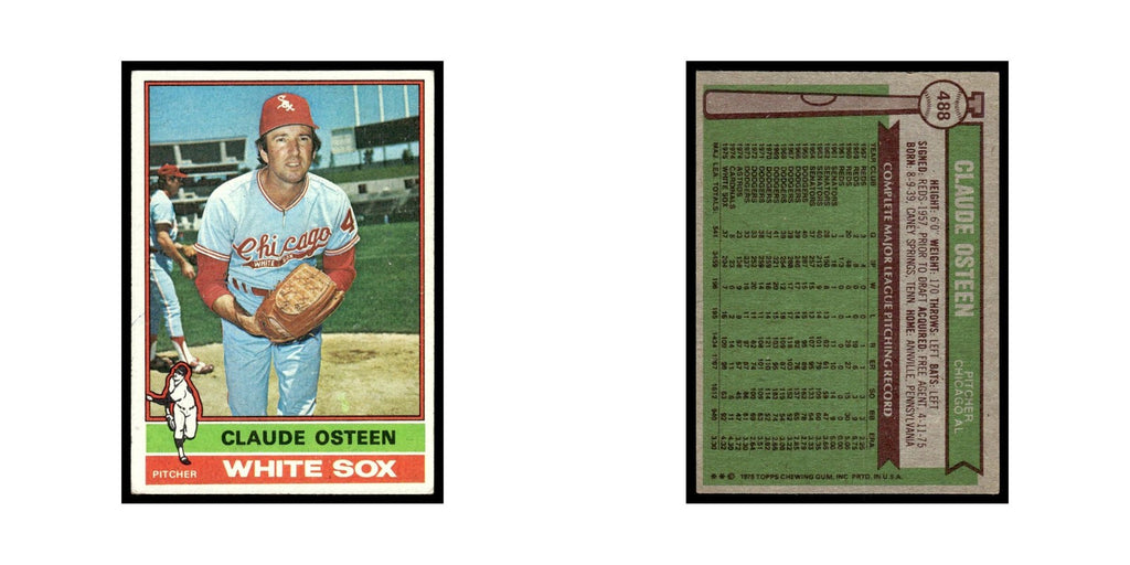 Claude Osteen 1976 Topps #488 Chicago White Sox Baseball Card EX