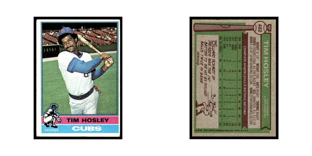 Tim Hosley 1976 Topps #482 Chicago Cubs Baseball Card EX