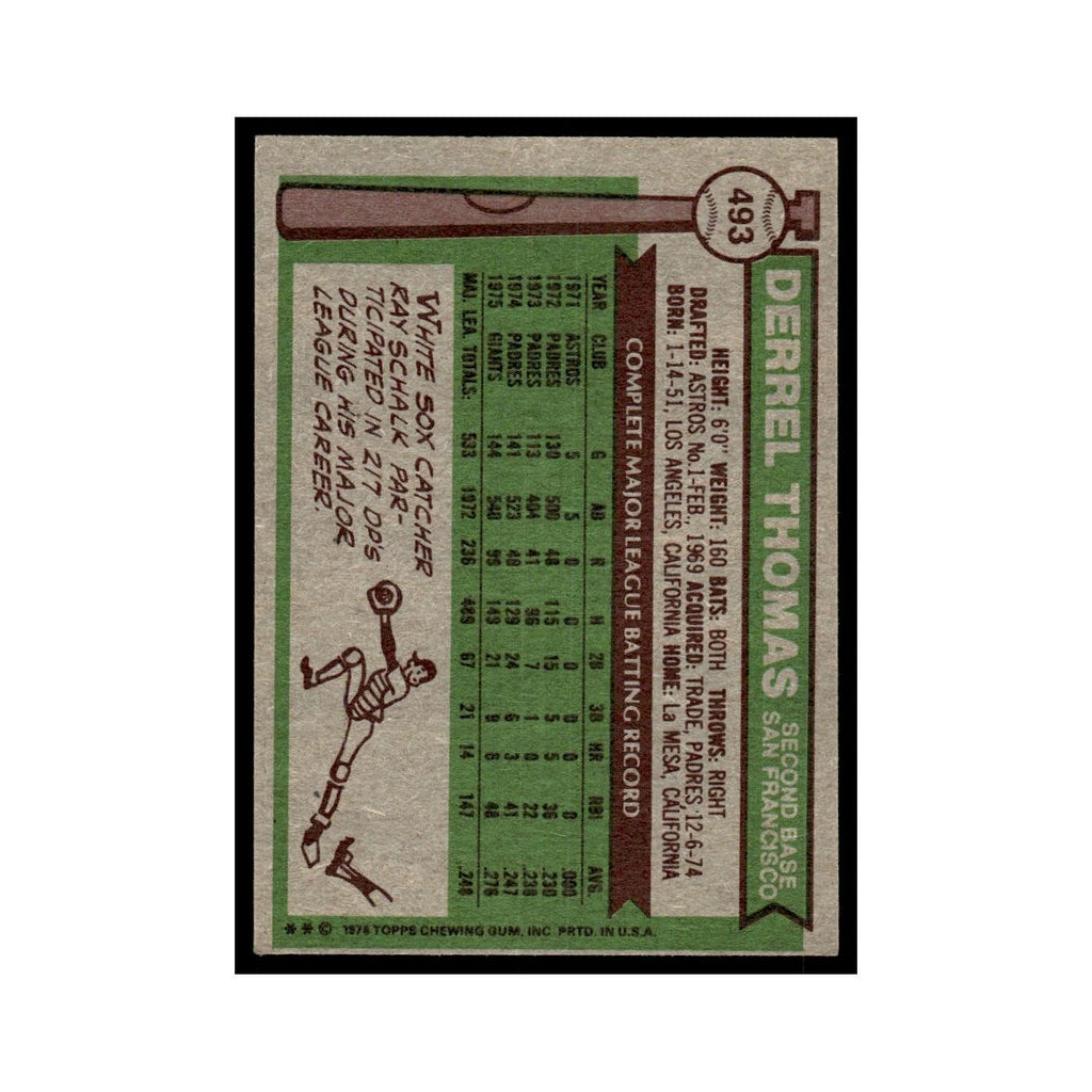 Derrel Thomas 1976 Topps #493 San Francisco Giants Baseball Card EX
