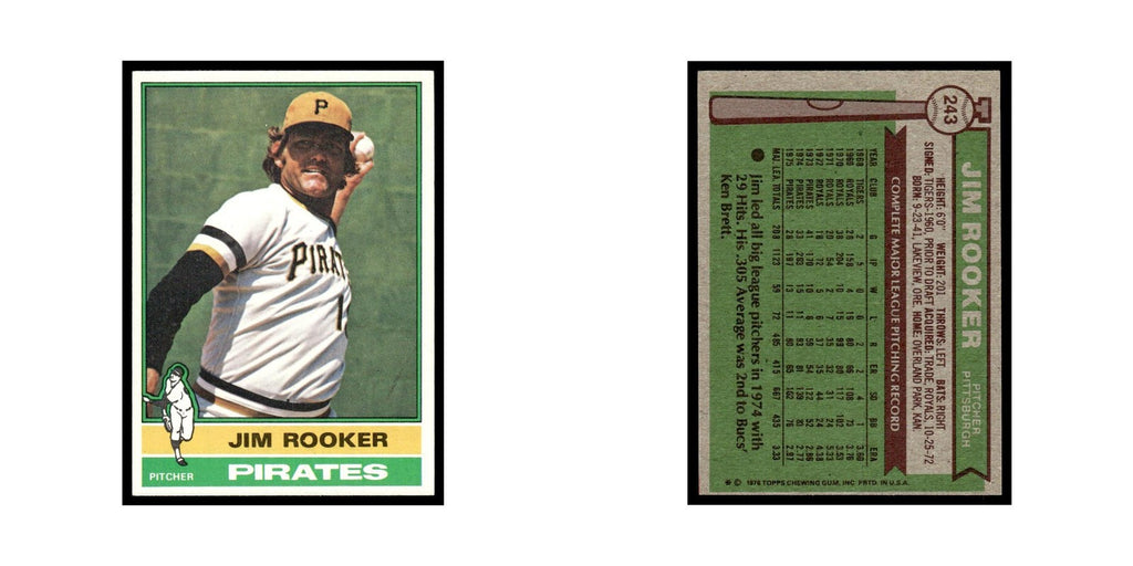 Jim Rooker 1976 Topps #243 Pittsburgh Pirates Baseball Card EX