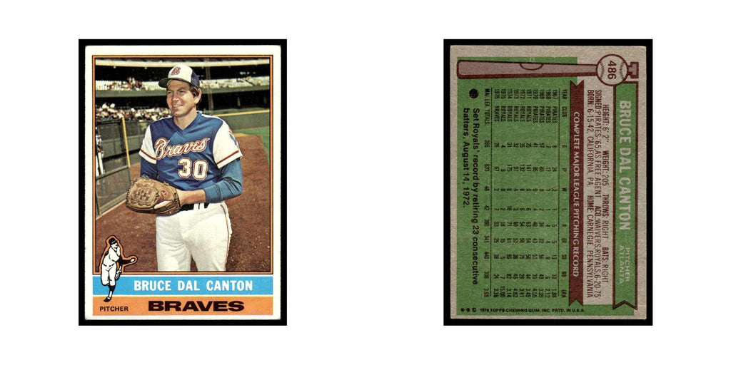Bruce Dal Canton 1976 Topps #486 Atlanta Braves Baseball Card EX