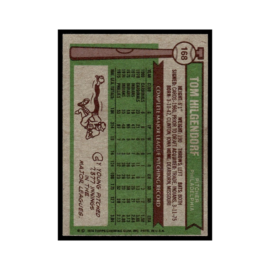 Tom Hilgendorf 1976 Topps #168 Philadelphia Phillies Baseball Card EX