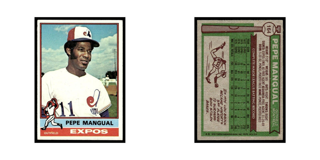 Pepe Mangual 1976 Topps #164 Montreal Expos Baseball Card EX