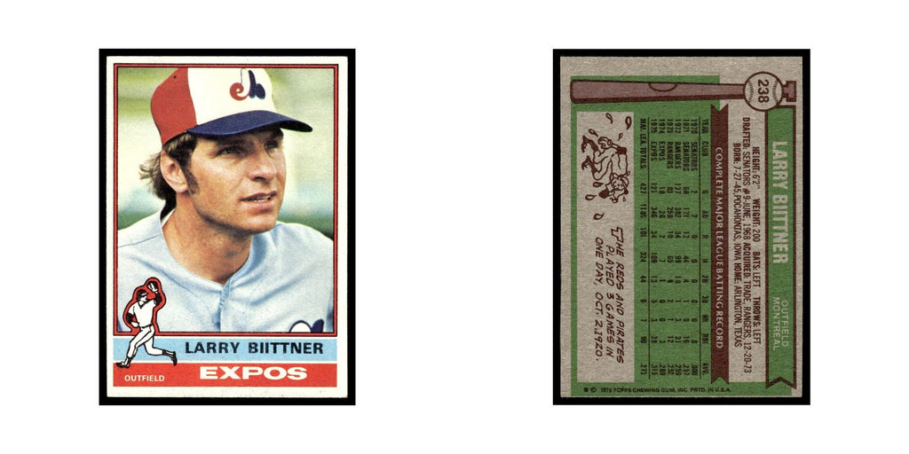 Larry Biittner 1976 Topps #238 Montreal Expos Baseball Card EX