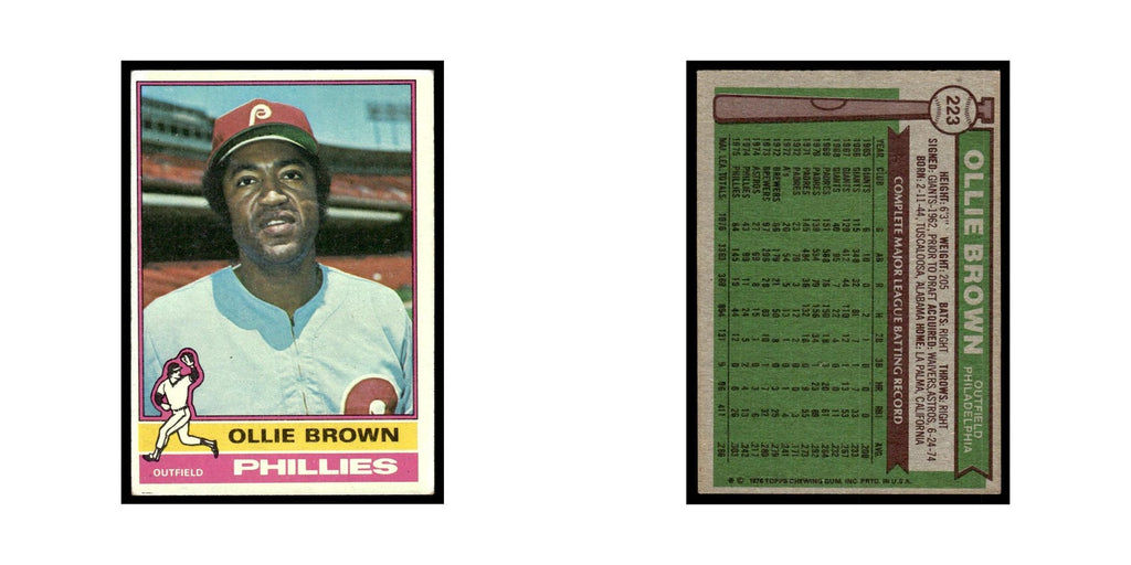 Ollie Brown 1976 Topps #223 Philadelphia Phillies Baseball Card EX