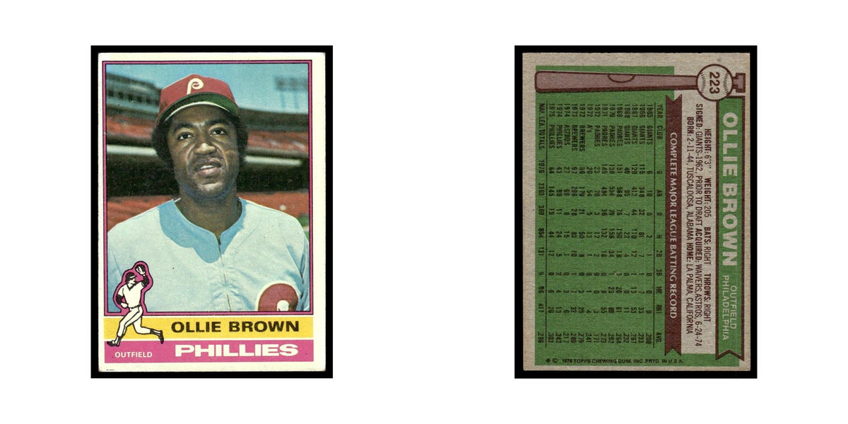 Ollie Brown 1976 Topps #223 Philadelphia Phillies Baseball Card EX
