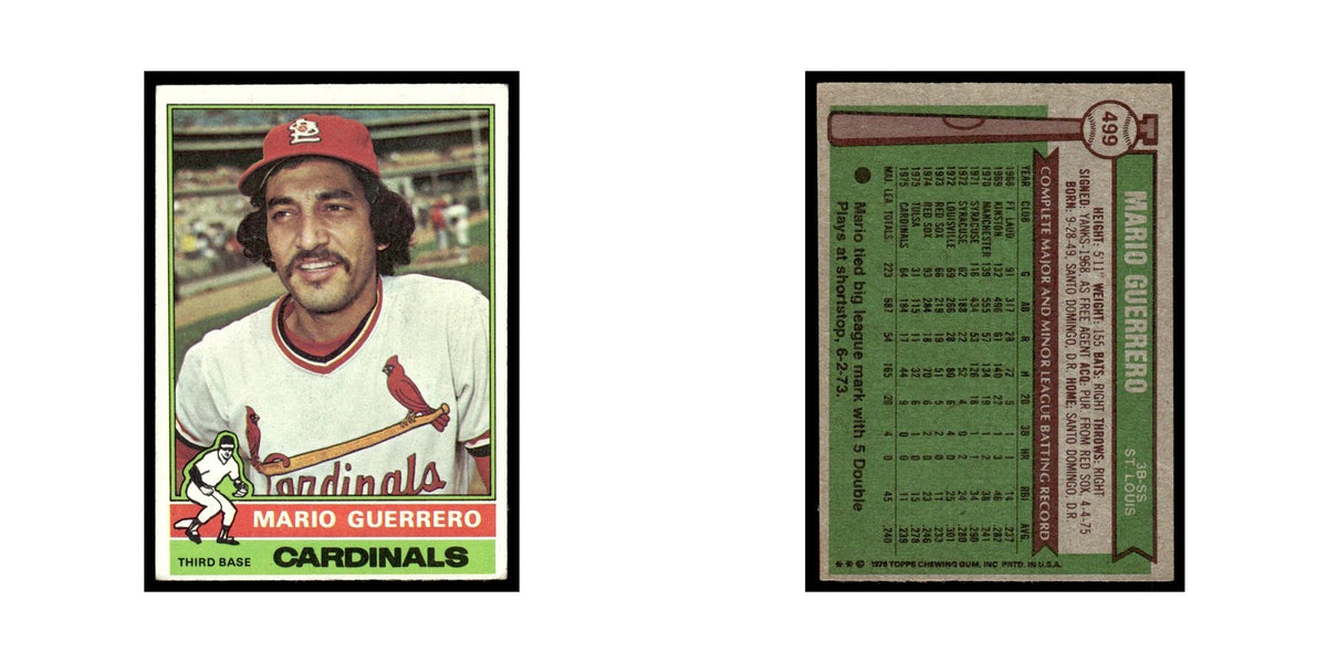 Mario Guerrero 1976 Topps #499 St. Louis Cardinals Baseball Card EX