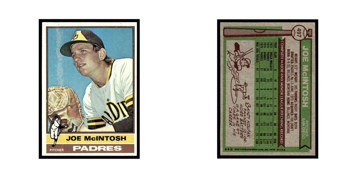 Joe McIntosh Rookie 1976 Topps #497 San Diego Padres Baseball Card EX