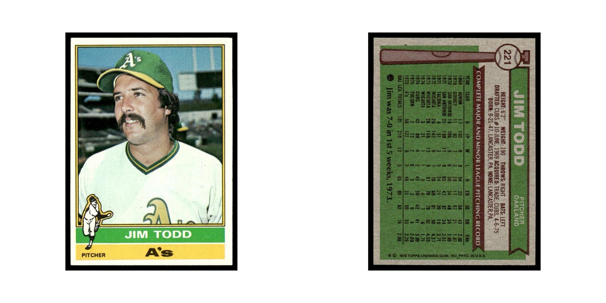 Jim Todd 1976 Topps #221 Oakland Athletics Baseball Card EX