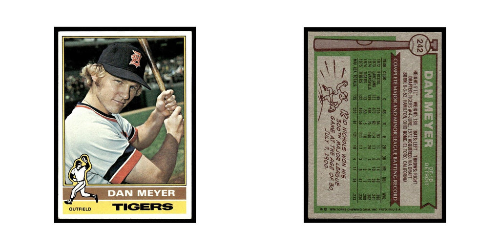 Dan Meyer 1976 Topps #242 Detroit Tigers Baseball Card EX