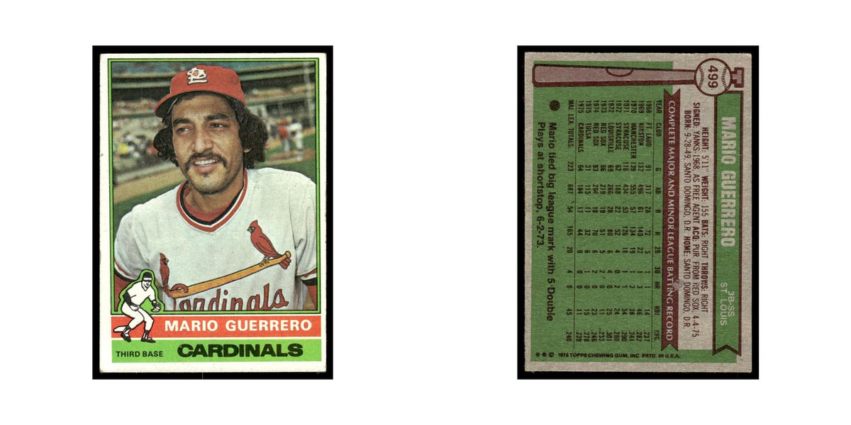 Mario Guerrero 1976 Topps #499 St. Louis Cardinals Baseball Card EX