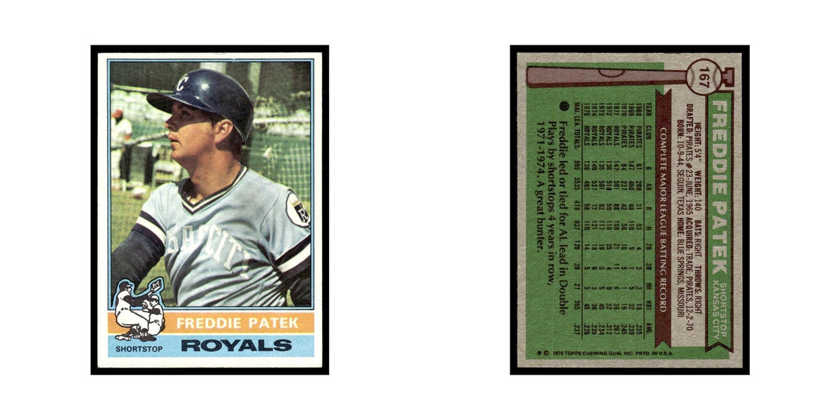 Freddie Patek 1976 Topps #167 Kansas City Royals Baseball Card EX