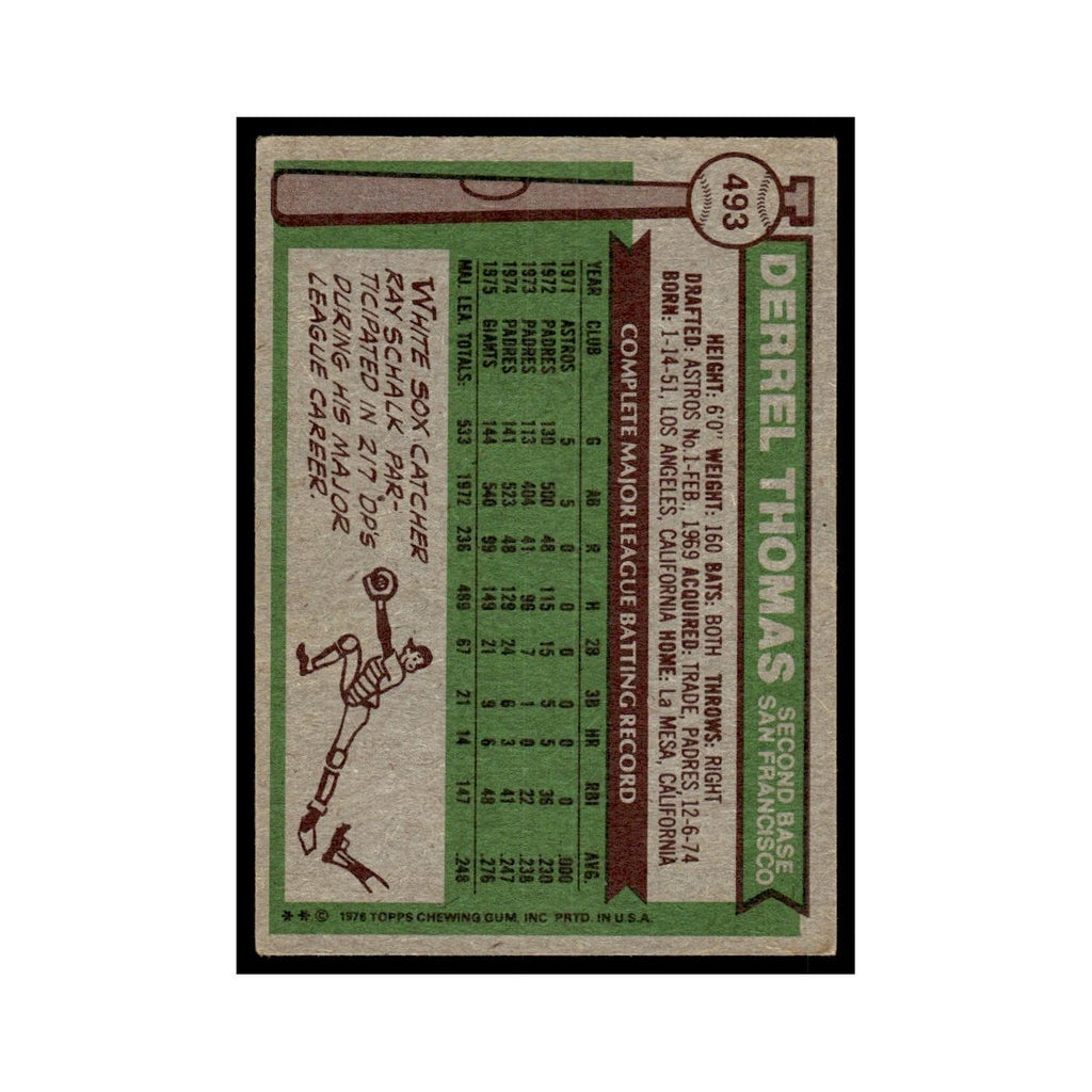 Derrel Thomas 1976 Topps #493 San Francisco Giants Baseball Card EX