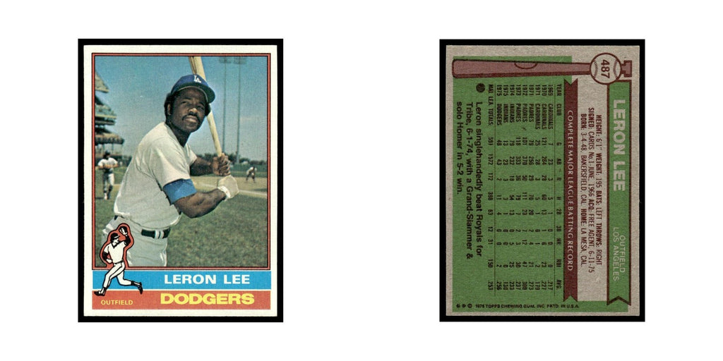 Leron Lee 1976 Topps #487 Los Angeles Dodgers Baseball Card EX