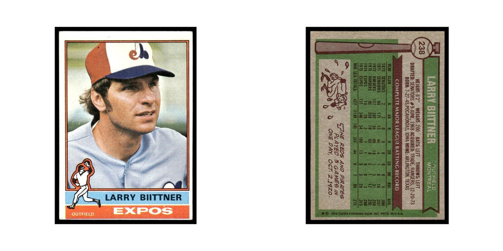 Larry Biittner 1976 Topps #238 Montreal Expos Baseball Card EX