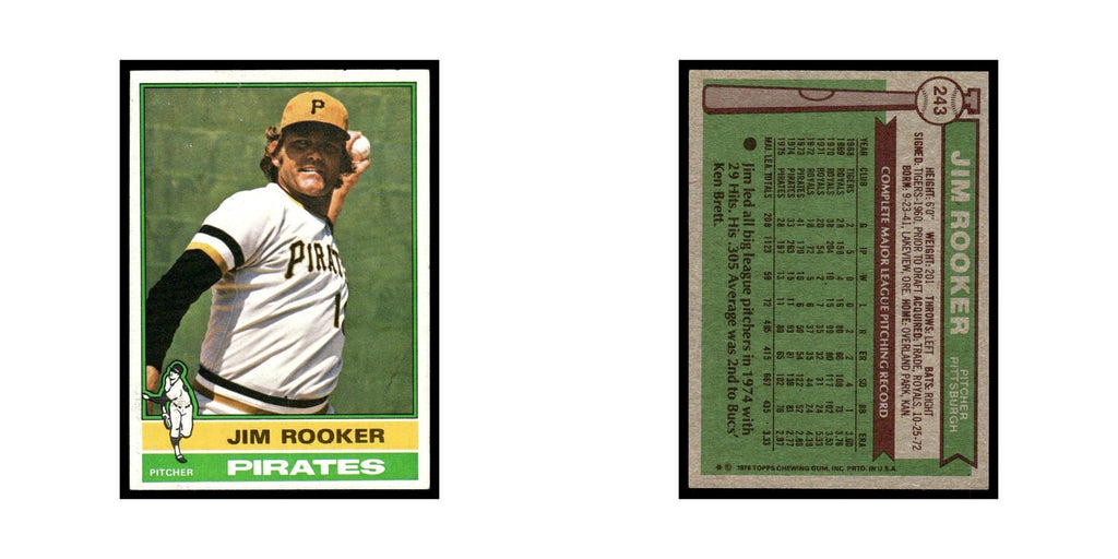 Jim Rooker 1976 Topps #243 Pittsburgh Pirates Baseball Card EX