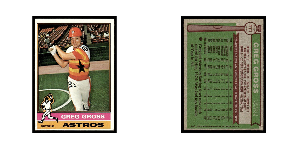 Greg Gross 1976 Topps #171 Houston Astros Baseball Card EX