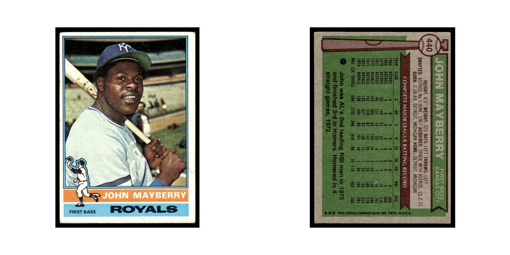 John Mayberry 1976 Topps #440 Kansas City Royals Baseball Card EX