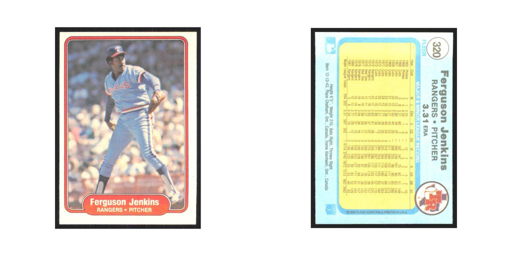 1982 Fleer Ferguson Jenkins Rangers #320