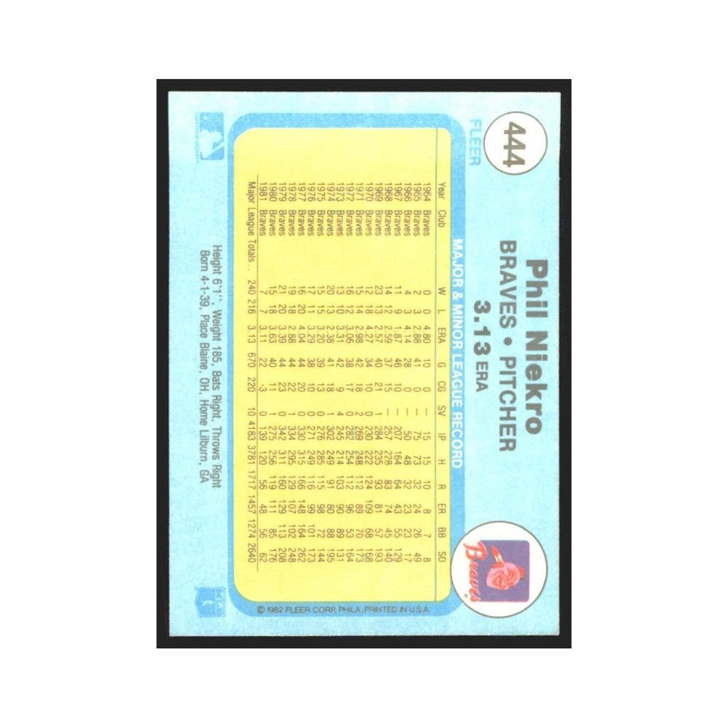 1982 Fleer Phil Niekro Braves #444