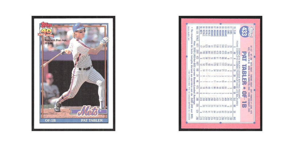 1991 O-Pee-Chee Pat Tabler Mets #433