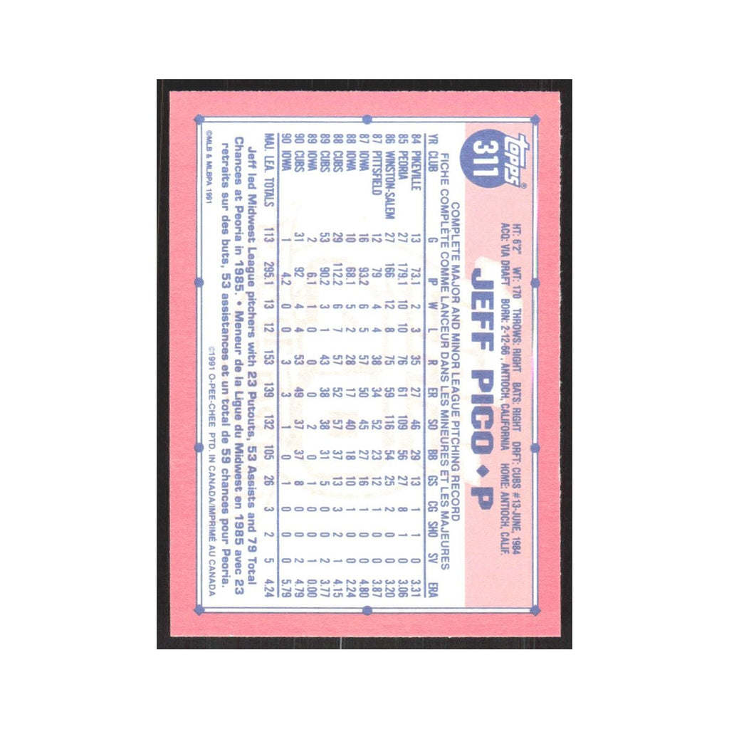 1991 O-Pee-Chee Jeff Pico Cubs #311