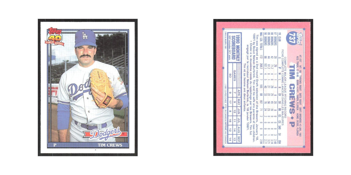 1991 O-Pee-Chee Tim Crews Dodgers #737