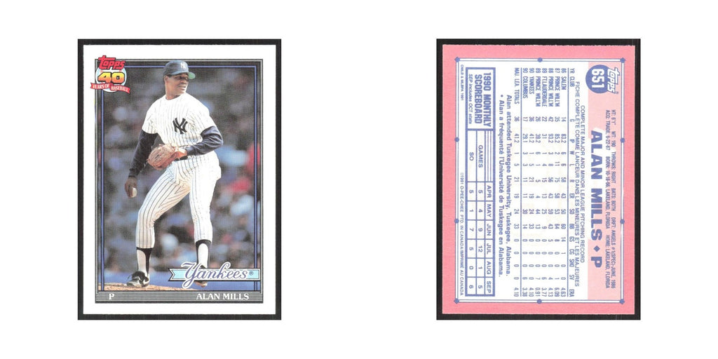 1991 O-Pee-Chee Alan Mills Yankees #651