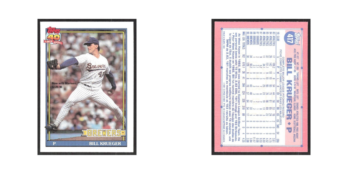 1991 O-Pee-Chee Bill Krueger Brewers #417