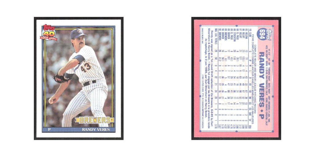 1991 O-Pee-Chee Randy Veres Brewers #694