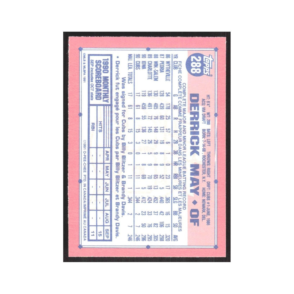 1991 O-Pee-Chee Derrick May Cubs #288