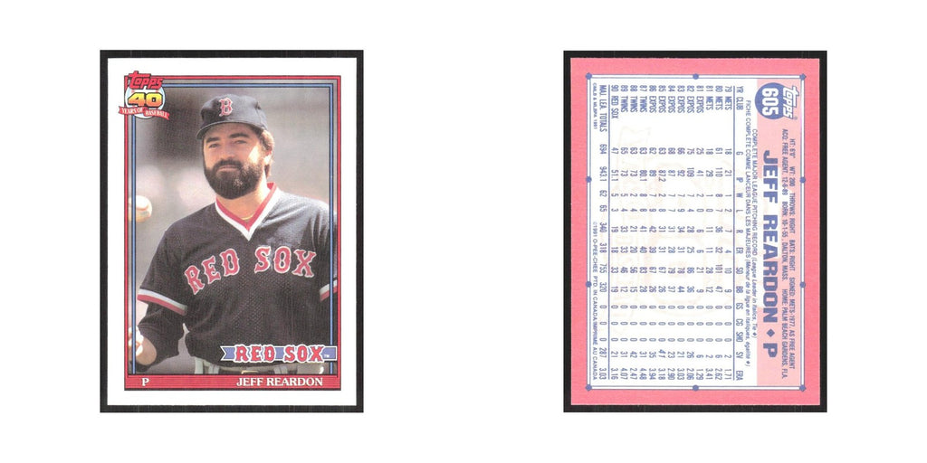 1991 O-Pee-Chee Jeff Reardon Red Sox #605